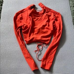 Women's Orange Long Sleeve Crop Top